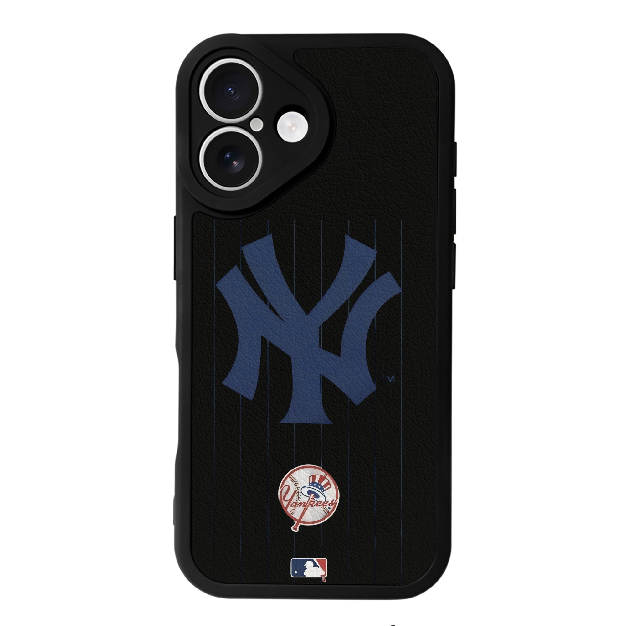 New York Yankees Pinstripe Logo IPhone 16 Silicone Leather Case – UV Print, Lambskin Texture – Perfect Fit, Wireless Charging Compatible, Scratch Resistant, Precise Cutouts – Stylish Protection For IPhone 16
